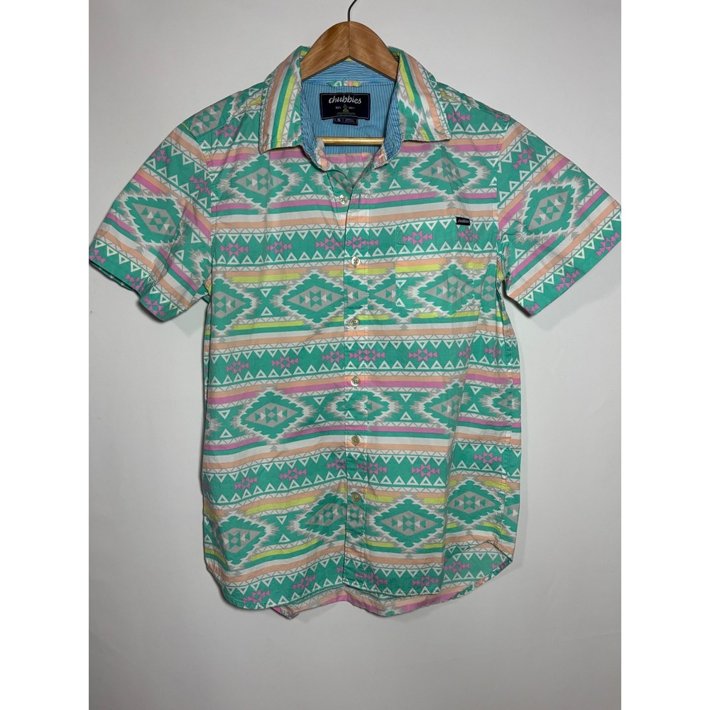 Chubbies Men's‎ Small Short Sleeve Button Down Shirt Southwestern Aztec Print
